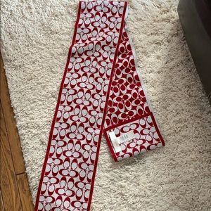 Red and silver Coach scarf